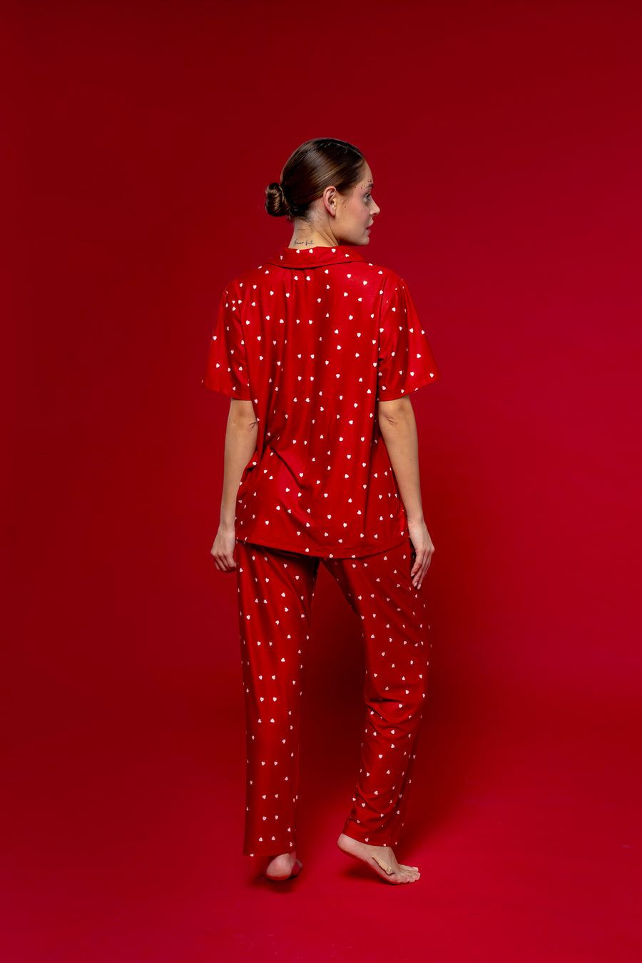 Kalp Desenli Pijama Takımı