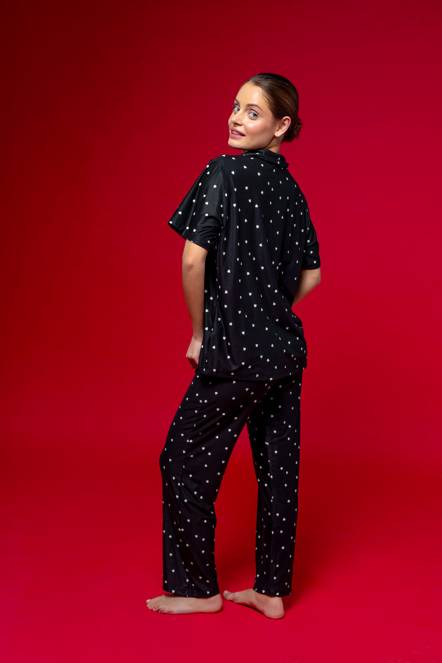 Kalp Desenli Pijama Takımı