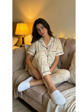 Desenli Uzun Pijama Takımı