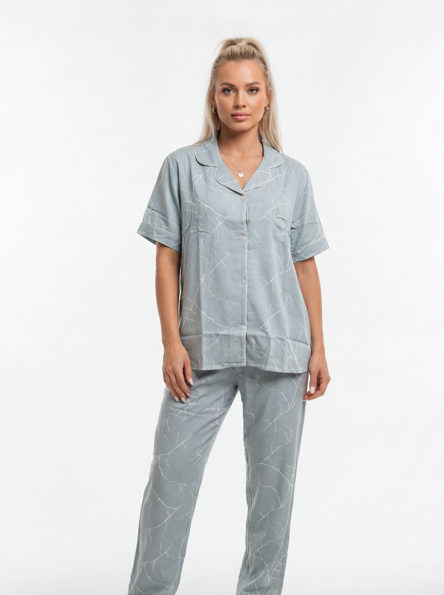 Mermer Desenli Pijama Takımı