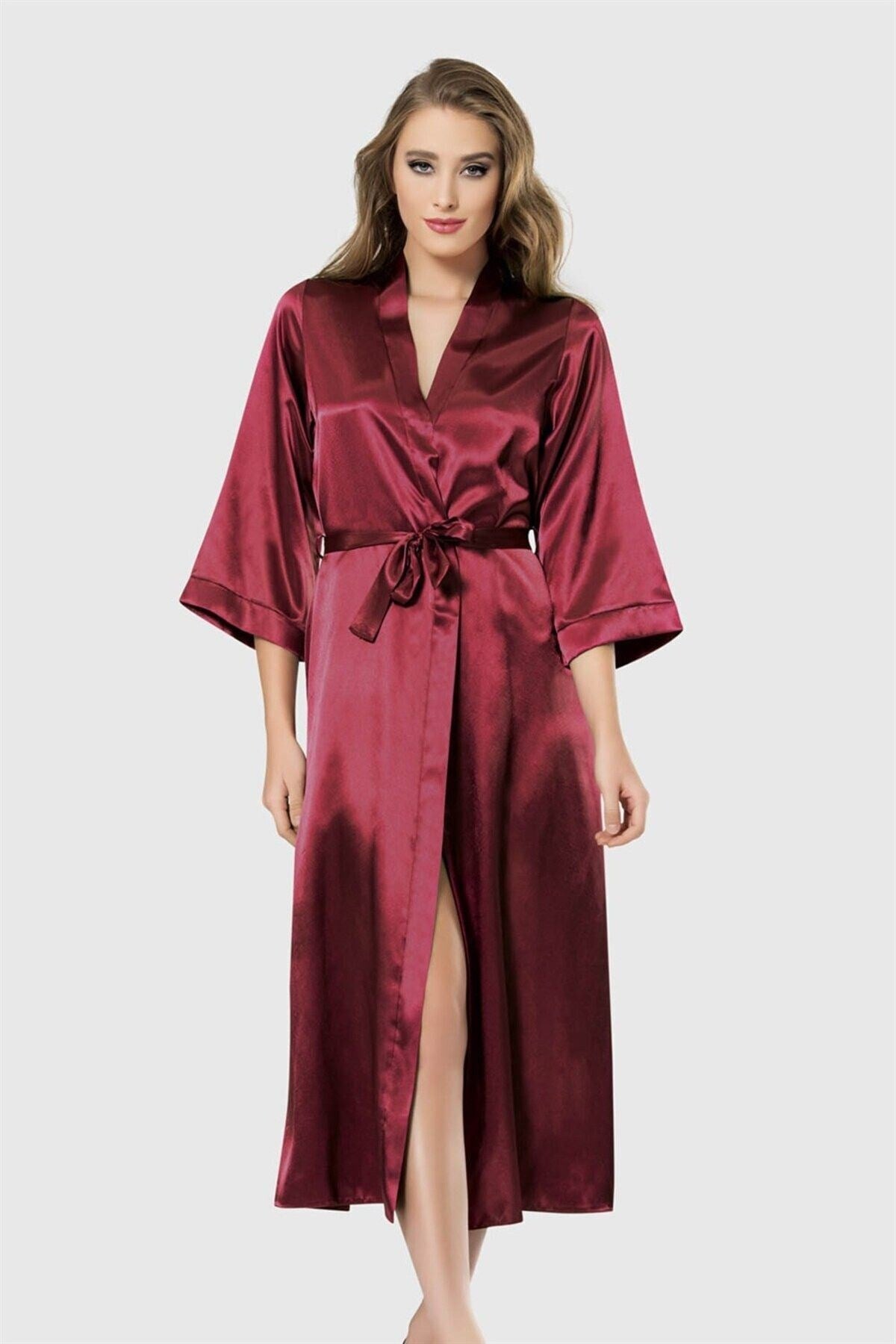 Saten Uzun Kimono Sabahlık