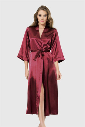 Saten Uzun Kimono Sabahlık