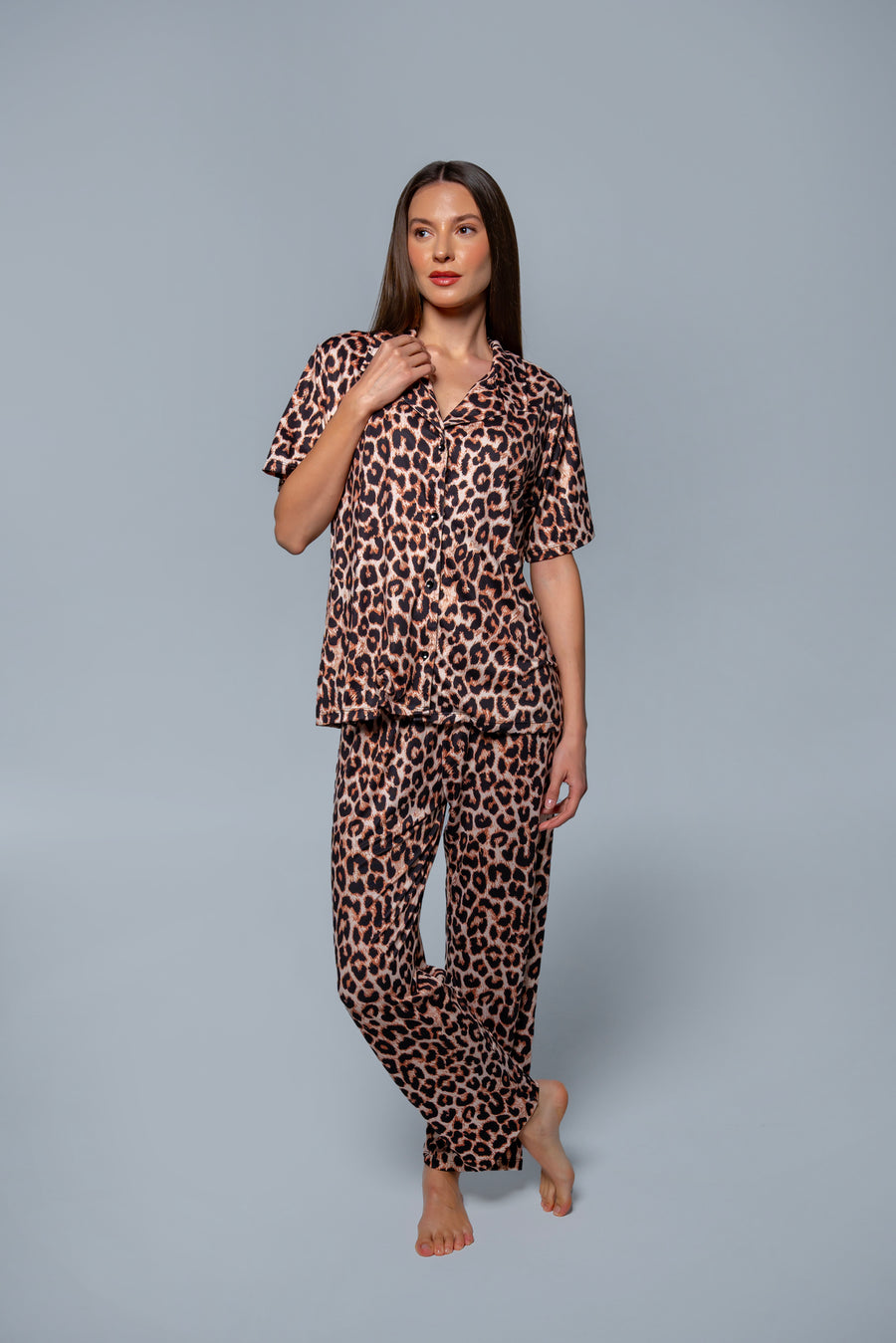 Leopar Desenli  Pijama Takımı