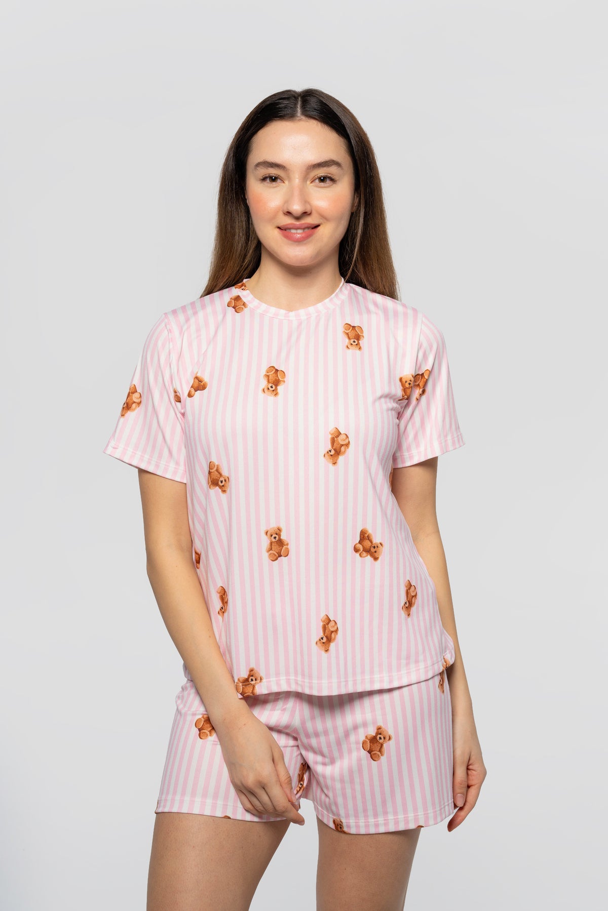 Ayıcık Desenli Şortlu Pijama Takımı