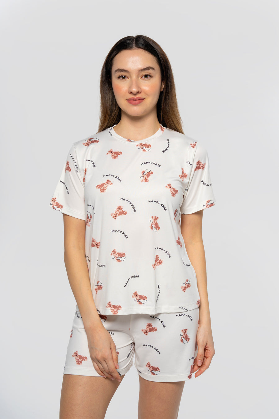 Ayıcık Desenli Şortlu Pijama Takımı