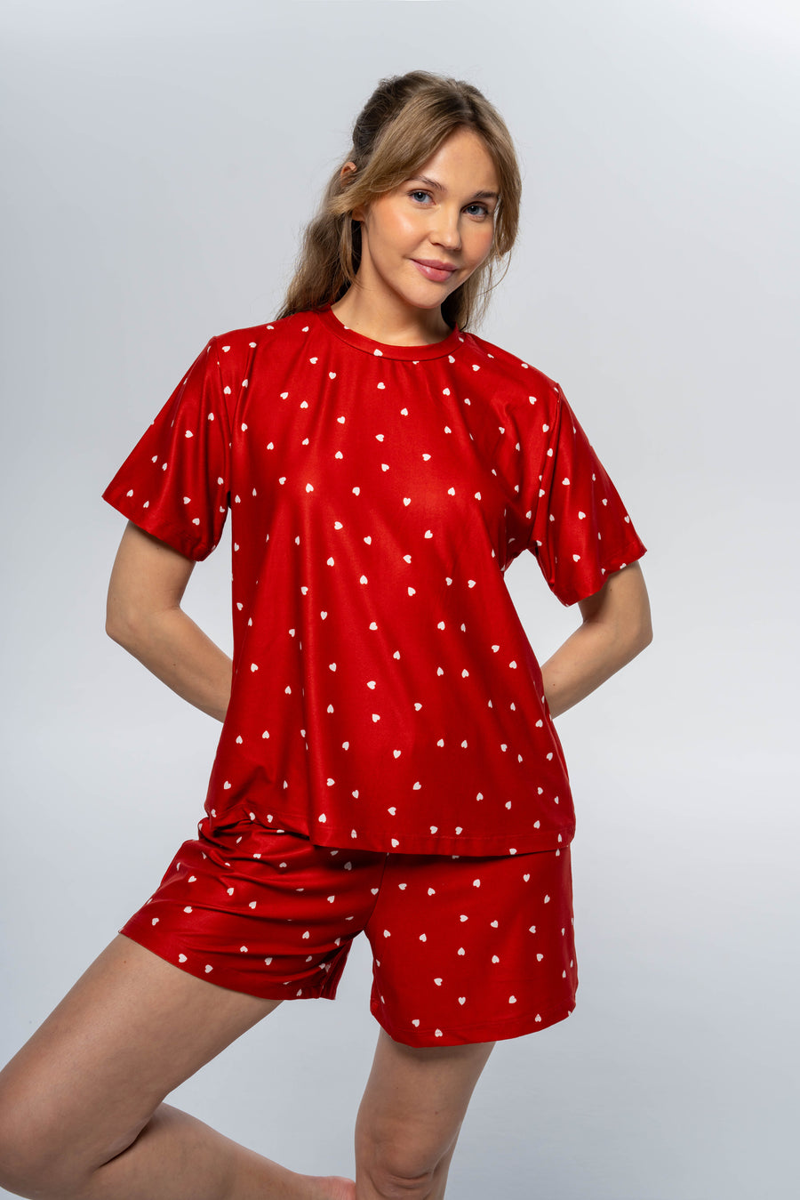 Kalp Desenli Pijama Takımı