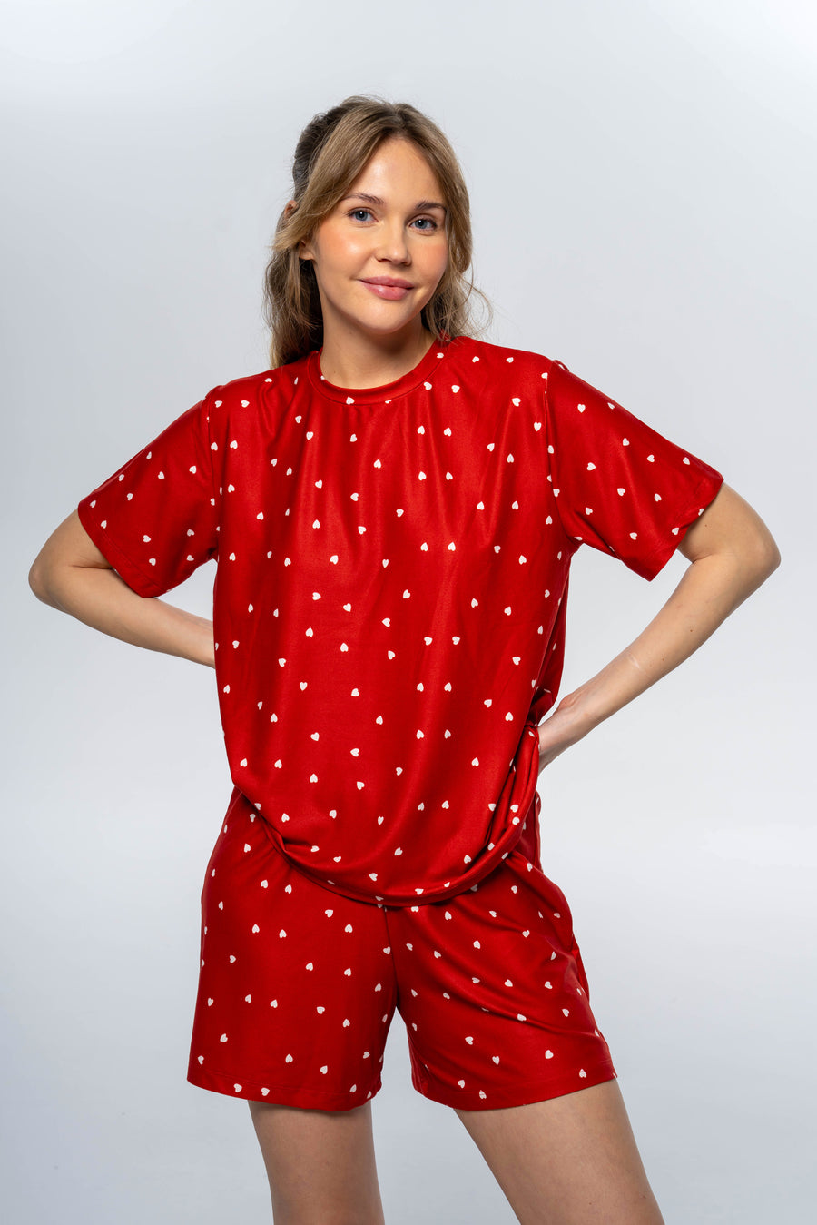 Kalp Desenli Pijama Takımı