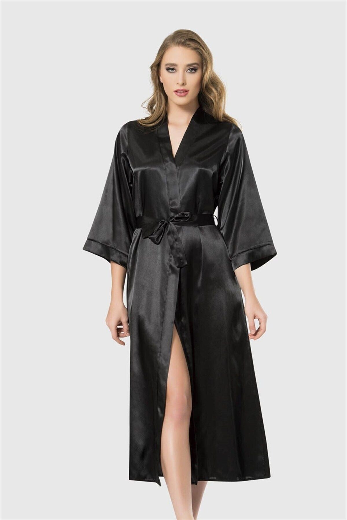 Saten Uzun Kimono Sabahlık